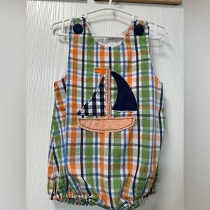 Boys Plaid Sailboat Romper